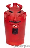 Brown's Pottery, Red-Painted Pottery Devil Face Jug, "Brown's Pottery / Arden, N.C. / L.D.B.," Louis D. Brown, c1995, c1995, Stoneware