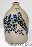 J. & E. Norton, Exceptional J. & E. NORTON / BENNINGTON, VT Stoneware Jug w/ Elaborate Bird and Floral Decoration, circa 1855, Stoneware
