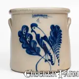 F. B. Norton & Co, 4 Gal. F. B. NORTON & CO. / WORCESTER, MASS. Stoneware Crock w/ Parrot Decoration