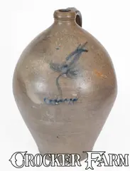 2 Gal. S. S. PERRY & CO. / WEST TROY Stoneware Jug w/ Floral Decoration by S. S. Perry & Co., circa 1828-1833, Stoneware, sold Apr 2025