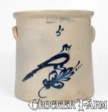 E & L P Norton, 5 Gal. E. & L. P. NORTON / BENNINGTON, VT Stoneware Bird Crock, circa 1870, Stoneware