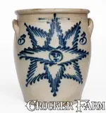 T. Harrington, Fine T. HARRINGTON / LYONS Stoneware Jar w/ Bold Star Face Decoration, circa 1860, Stoneware