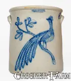 John Burger, Extremely Rare 6 Gal. JOHN BURGER / ROCHESTER Stoneware Crock w/ Elaborate Pheasant Decoration, circa 1860, Stoneware