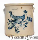 Ottman & Co., 4 Gal. HAXSTUN, OTTMAN & CO. / FORT EDWARD, NY Stoneware Crock w/ Double Bird Decoration, circa 1875, Stoneware