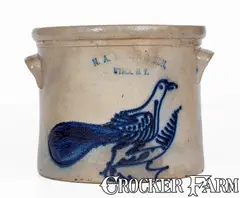 N.A. White & Son, N. A. WHITE & SON / UTICA, NY Stoneware Paddletail Bird Crock, circa 1885, Stoneware