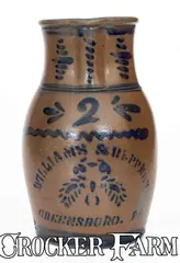 Williams And Reppert, Fine WILLIAMS & REPPERT / GREENSBORO, PA Two-Gallon Stoneware Pitcher, circa 1885, Stoneware