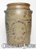D. G. Thompson, Rare 10 Gal. D. G. THOMPSON / MORGANTOWN Stoneware Jar w/ Elaborate Cobalt Decoration, circa 1865, Stoneware