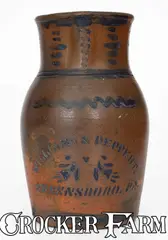 Williams And Reppert, WILLIAMS & REPPERT / GREENSBORO, PA Stoneware Pitcher, circa 1885, circa 1885, Stoneware