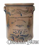 R. T. Williams, Very Rare "M. S. Knotts / Maker" 10 Gal. R. T. WILLIAMS / NEW GENEVA, PA Stoneware Jar