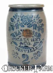 Mccarthy & Co., 2 Gal. BAYLESS, MCCARTHY & CO. / LOUISVILLE, KY Stoneware Jar, circa 1875, Stoneware