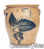 M. & T. Miller, 3 Gal. M. & T. MILLER / NEWPORT, PA Stoneware Jar with Leaf and Floral Decoration