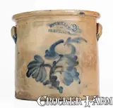 M. & T. Miller, 2 Gal. M. & T. MILLER / NEWPORT, PA Stoneware Crock w/ Floral Decoration