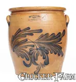 M. & T. Miller, 4 Gal. M. & T. MILLER / NEWPORT, PA Stoneware Jar w/ Elaborate Floral Decoration