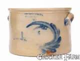 Rare COWDEN & WILCOX / HARRISBURG, PA Stoneware Cake Crock w/ Man-in-the-Moon by Cowden & Wilcox, circa 1865, Stoneware, sold Apr 2025