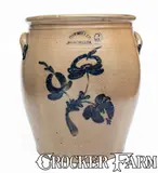 M. & T. Miller, Rare 6 Gal. M. & T. MILLER / NEWPORT, PA Stoneware Jar w/ Floral Decoration