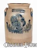 Fine COWDEN & WILCOX / HARRISBURG, PA Stoneware Jar w/ Floral Decoration by Cowden & Wilcox, circa 1865, Stoneware, sold Apr 2025