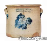 Cowden & Wilcox, COWDEN & WILCOX / HARRISBURG, PA Stoneware Crock w/ Cobalt Floral Decoration, circa 1865, Stoneware