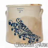 S. D. Kellogg, Scarce 3 Gal. S. D. KELLOGG / WHATELY Stoneware Crock w/ Bird Decoration, circa 1851-1853, Stoneware