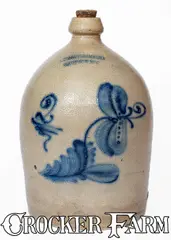 J. Shepard Jr, J. SHEPARD JR. / GEDDES, NY Stoneware Jug w/ Floral Decoration, circa 1858-1859, Stoneware