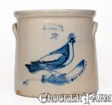 Haxstun & Co., 3 Gal. HAXSTUN & CO. / FORT EDWARD, NY Stoneware Bird Crock, circa 1875, Stoneware