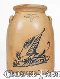 New York Stoneware Co., 5 Gal. NEW YORK STONEWARE CO. / FORT EDWARD, NY Stoneware Jar w/ Pecking Chicken Design