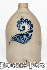 N.Y. Pottery, 2 Gal. TROY, N.Y. / POTTERY Stoneware Jug w/ Elaborate Numeral Decoration, circa 1875, Stoneware