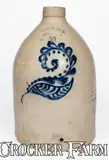 N.Y. Pottery, 2 Gal. TROY, N.Y. / POTTERY Stoneware Jug w/ Elaborate Numeral Decoration, circa 1875, Stoneware