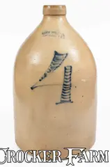 Ottman & Co., 4 Gal. HAXSTUN, OTTMAN & CO. / FORT EDWARD, NY Stoneware Jug w/ Bold Numeral Decoration, circa 1875, Stoneware