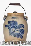 Cowden & Wilcox, Fine COWDEN & WILCOX / HARRISBURG, PA Stoneware Batter Pail w/ Floral Decoration, circa 1865, Stoneware