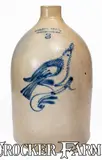 Fulper Bros, 3 Gal. FULPER BROS. / FLEMINGTON, N.J. Stoneware Bird Jug, circa 1881-1898, Stoneware