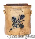 E & L P Norton, 4 Gal. E. & L. P. NORTON / BENNINGTON, VT Stoneware Crock w/ Floral Decoration, circa 1870, Stoneware