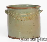 Winthrop Chandler, Fine CHANDLER / MAKER Stoneware Cake Crock w/ Kaolin Slip Decoration, Thomas Chandler, Edgefield District, SC, c1850, c1850, Stoneware