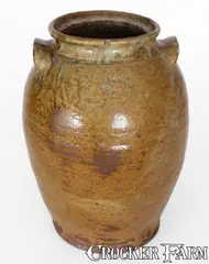 J. P Bodie, Rare "J.P. Bodie / Maker" Alkaline-Glazed Stoneware Jar, Jesse P. Bodie, Kirksey's Crossroads, Edgefield District, SC, circa 1870, Alkaline-glazed stoneware