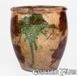 S. Bell & Son, Multi-Glazed S. BELL & SON / STRASBURG, Virginia Shenandoah Valley Redware Jar, c1890