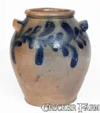H. C. Smith, H.C. SMITH / ALEXA / D.C. (Alexandria, Virginia) Stoneware Jar w/ Cobalt Floral Decoration, c1835, c1835, Stoneware
