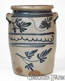 D. G. Thompson, Rare and Fine D.G. THOMPSON / Morgantown, West Virginia Three-Gallon Stoneware Jar w/ Elaborate Decoration, circa 1870, Stoneware