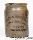 Rice & Broyles, Rare RICE & BROYLES / SUNNYSIDE, WV Stoneware Jar w/ Cobalt and Manganese Decoration, c1875, c1875, Stoneware