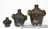 B.B. Craig, Graduated Group of Three B. B. CRAIG / VALE, N.C. Alkaline-Glazed Stoneware Face Jugs
