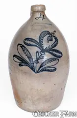 F. Stetzenmeyer, Fine Four-Gallon F. STETZENMEYER / ROCHESTER, N.Y. Stoneware Jug, circa 1855, Stoneware