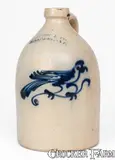 J. Norton & Co., One-Gallon J. NORTON & CO. / BENNINGTON, VT Stoneware Bird Jug, c1860