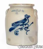 J. Norton & Co., One-and-a-Half-Gallon J. NORTON & CO. / BENNINGTON, VT Stoneware Jar w/ Bird Design