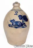 F. Stetzenmeyer, Extremely Rare F. STETZENMEYER / ROCHESTER, N.Y. Stoneware Jug w/ Cat Decoration, circa 1855, Stoneware