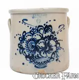 F. B. Norton & Co, Fine F.B. NORTON & CO. / WORCESTER, MASS. Six-Gallon Crock w/ Cobalt Flowering Urn