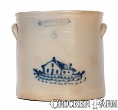 A.O. Whittemore, A.O. WHITTEMORE / HAVANA, NY Stoneware Crock w/ Cobalt House Decoration, c1870, c1870, Stoneware