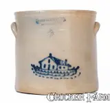 A.O. Whittemore, A.O. WHITTEMORE / HAVANA, NY Stoneware Crock w/ Cobalt House Decoration, c1870, c1870, Stoneware