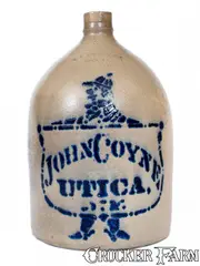 N.A. White & Son, Rare N. A. WHITE & SON / UTICA, NY Stoneware Jug w/ Stenciled Jockey and Advertising, circa 1885, Stoneware