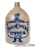 N.A. White & Son, Rare N. A. WHITE & SON / UTICA, NY Stoneware Jug w/ Stenciled Jockey and Advertising, circa 1885, Stoneware