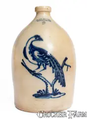 J. & E. Norton, Rare J. & E. NORTON / BENNINGTON, VT Stoneware Pheasant Jug, circa 1855, Stoneware