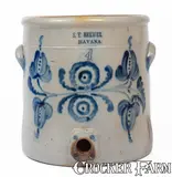 S. T. Brewer, Rare S.T. BREWER / HAVANA, NY Four-Gallon Stoneware Water Cooler, c1853-59, c1853-59, Stoneware