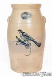 Hart Bro's. & Lazier, Rare Eight-Gallon HART BRO'S. & LAZIER / BELLEVILLE / ONT. Stoneware Bird Churn, circa 1885, Stoneware